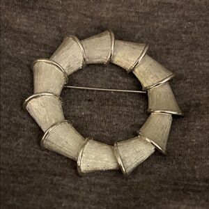 MCM large Vint. wreath brooch. Silver tone is hard to find-circle Brooch.